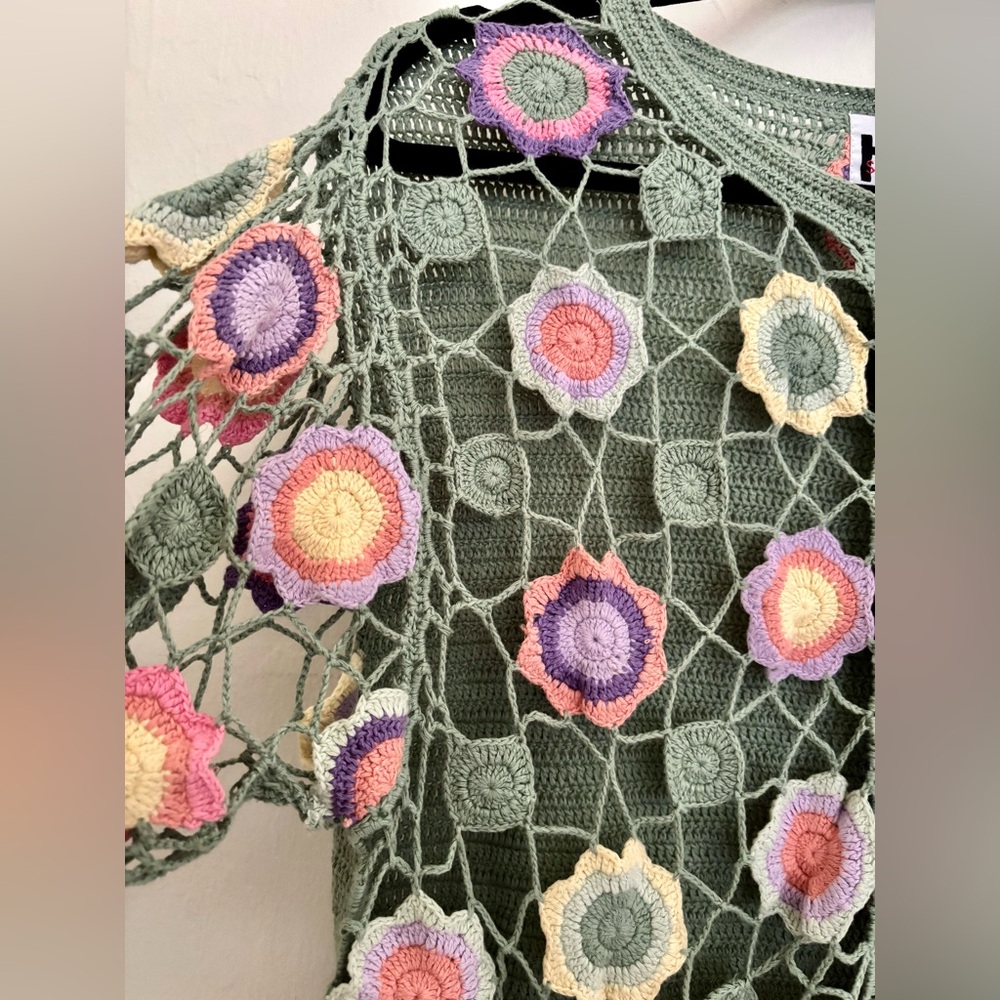 Vintage Granny Square Crochet Cardigan - Picture 4 of 9